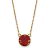 LogoArt Pi Beta Phi Necklace - Sterling Silver Gold-Tone Sorority Text Small Color Enamel Pendant 18 Inch - GP012PBP-18