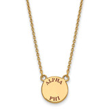 LogoArt Alpha Phi Necklace - Sterling Silver Gold-Tone Sorority Text Small Color Enamel Pendant 18 Inch - GP014APH-18
