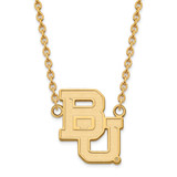 LogoArt Baylor University Necklace - Sterling Silver Gold-Tone Bears Large Pendant 18 Inch