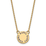 LogoArt Kappa Kappa Gamma Necklace - Sterling Silver Gold-Tone Sorority Text Small Color Enamel Pendant 18 Inch - GP014KKG-18