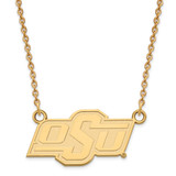LogoArt Oklahoma State University Necklace - Sterling Silver Gold-Tone O-S-U Small Pendant 18 Inch