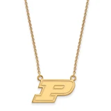LogoArt Purdue University Necklace - Sterling Silver Gold-Tone Letter P Small Pendant 18 Inch