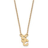 LogoArt University of Southern California Necklace - Sterling Silver Gold-Tone S-C Small Pendant 18 Inch