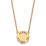 LogoArt Alpha Xi Delta Necklace - Sterling Silver Gold-Tone Sorority Text Large Color Enamel Pendant 18 Inch - GP015AXD-18
