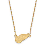 LogoArt Detroit Red Wings Necklace - Sterling Silver Gold-Tone Small Pendant 18 Inch