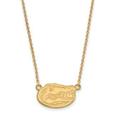 LogoArt University of Florida Necklace - Sterling Silver Gold-Tone Gator Small Pendant 18 Inch