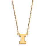 LogoArt University of Illinois Necklace - Sterling Silver Gold-Tone Letter I Small Pendant 18 Inch