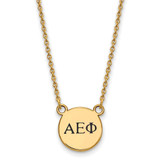 LogoArt Alpha Epsilon Phi Necklace - Sterling Silver Gold-Tone Sorority Greek Letters Extra Small Black Enamel Pendant 18 Inch