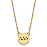 LogoArt Delta Delta Delta Necklace - Sterling Silver Gold-Tone Sorority Greek Letters Small Black Enamel Pendant 18 Inch