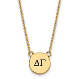 LogoArt Delta Gamma Necklace - Sterling Silver Gold-Tone Sorority Greek Letters Small Black Enamel Pendant 18 Inch