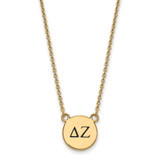 LogoArt Delta Zeta Necklace - Sterling Silver Gold-Tone Sorority Greek Letters Small Black Enamel Pendant 18 Inch
