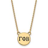 LogoArt Gamma Phi Beta Necklace - Sterling Silver Gold-Tone Sorority Greek Letters Small Black Enamel Pendant 18 Inch