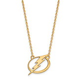 LogoArt Tampa Bay Lightning Necklace - Sterling Silver Gold-Tone Large Pendant 18 Inch