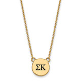 LogoArt Sigma Kappa Necklace - Sterling Silver Gold-Tone Sorority Greek Letters Small Black Enamel Pendant 18 Inch