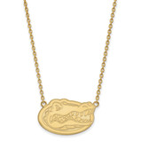 LogoArt University of Florida Necklace - Sterling Silver Gold-Tone Gator Large Pendant 18 Inch