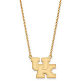 LogoArt University of Kentucky Necklace - Sterling Silver Gold-Tone U-K Large Pendant 18 Inch