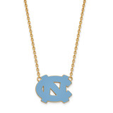 LogoArt University of North Carolina Necklace - Sterling Silver Gold-Tone N-C Enameled Large Pendant 18 Inch