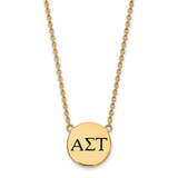 LogoArt Alpha Sigma Tau Necklace - Sterling Silver Gold-Tone Sorority Greek Letters Large Black Enamel Pendant 18 Inch