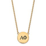 LogoArt Alpha Phi Necklace - Sterling Silver Gold-Tone Sorority Greek Letters Large Black Enamel Pendant 18 Inch