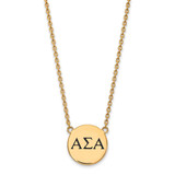 LogoArt Alpha Sigma Alpha Necklace - Sterling Silver Gold-Tone Sorority Greek Letters Large Black Enamel Pendant 18 Inch