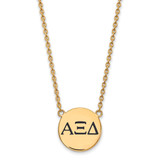 LogoArt Alpha Xi Delta Necklace - Sterling Silver Gold-Tone Sorority Greek Letters Large Black Enamel Pendant 18 Inch