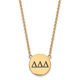 LogoArt Delta Delta Delta Necklace - Sterling Silver Gold-Tone Sorority Greek Letters Large Black Enamel Pendant 18 Inch