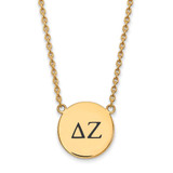 LogoArt Delta Zeta Necklace - Sterling Silver Gold-Tone Sorority Greek Letters Large Black Enamel Pendant 18 Inch