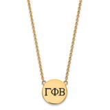 LogoArt Gamma Phi Beta Necklace - Sterling Silver Gold-Tone Sorority Greek Letters Large Black Enamel Pendant 18 Inch