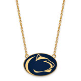 Sterling Silver Gold-Tone LogoArt Penn State University Lion Large Enameled Pendant 18 Inch Necklace