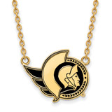 LogoArt Ottawa Senators Necklace - Sterling Silver Gold-Tone Large Enameled Pendant 18 Inch