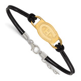 LogoArt Montreal Canadiens Bracelet - Sterling Silver Gold-Tone Black Leather 7 Inch with Extender