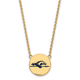 LogoArt Longwood University Necklace - Sterling Silver Gold-Tone Horse Large Enameled Disc 18 Inch