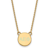 LogoArt Alpha Epsilon Phi Necklace - Sterling Silver Gold-Tone Sorority Greek Letters Extra Small Color Enamel Pendant 18 Inch - GP027AEP-18
