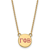 LogoArt Gamma Phi Beta Necklace - Sterling Silver Gold-Tone Sorority Greek Letters Small Color Enamel Pendant 18 Inch - GP027GPB-18