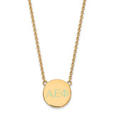 LogoArt Alpha Epsilon Phi Necklace - Sterling Silver Gold-Tone Sorority Greek Letters Small Color Enamel Pendant 18 Inch - GP028AEP-18