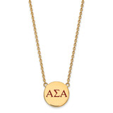 LogoArt Alpha Sigma Alpha Necklace - Sterling Silver Gold-Tone Sorority Greek Letters Large Color Enamel Pendant 18 Inch - GP028ASI-18