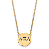 LogoArt Alpha Xi Delta Necklace - Sterling Silver Gold-Tone Sorority Greek Letters Large Color Enamel Pendant 18 Inch - GP028AXD-18