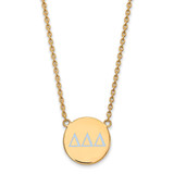 LogoArt Delta Delta Delta Necklace - Sterling Silver Gold-Tone Sorority Greek Letters Large Color Enamel Pendant 18 Inch - GP028DDD-18