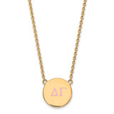 LogoArt Delta Gamma Necklace - Sterling Silver Gold-Tone Sorority Greek Letters Large Color Enamel Pendant 18 Inch - GP028DG-18