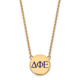 LogoArt Delta Phi Epsilon Necklace - Sterling Silver Gold-Tone Sorority Greek Letters Large Color Enamel Pendant 18 Inch - GP028DPH-18