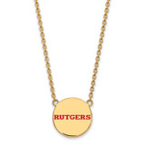 LogoArt Rutgers University Necklace - Sterling Silver Gold-Tone Large Enameled Disc Pendant 18 Inch
