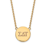 LogoArt Sigma Delta Tau Necklace - Sterling Silver Gold-Tone Sorority Greek Letters Large Color Enamel Pendant 18 Inch - GP028SDT-18