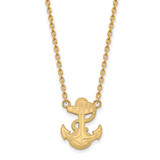 Sterling Silver Gold-Tone LogoArt US Naval Academy Anchor Large Pendant 18 Inch Necklace