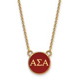 LogoArt Alpha Sigma Alpha Necklace - Sterling Silver Gold-Tone Sorority Greek Letters Small Color Enamel Pendant 18 Inch - GP029ASI-18