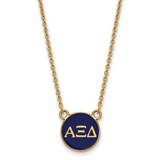 LogoArt Alpha Xi Delta Necklace - Sterling Silver Gold-Tone Sorority Greek Letters Small Color Enamel Pendant 18 Inch