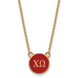 LogoArt Chi Omega Necklace - Sterling Silver Gold-Tone Sorority Greek Letters Small Color Enamel Pendant 18 Inch - GP029CHO-18