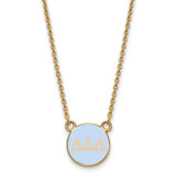 LogoArt Delta Delta Delta Necklace - Sterling Silver Gold-Tone Sorority Greek Letters Small Color Enamel Pendant 18 Inch - GP029DDD-18