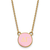 LogoArt Delta Gamma Necklace - Sterling Silver Gold-Tone Sorority Greek Letters Small Color Enamel Pendant 18 Inch - GP029DG-18