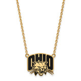 LogoArt Ohio University Necklace - Sterling Silver Gold-Tone Large Enameled Pendant 18 Inch