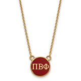 LogoArt Pi Beta Phi Necklace - Sterling Silver Gold-Tone Sorority Greek Letters Small Color Enamel Pendant 18 Inch - GP029PBP-18